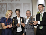 The award winners (f.l.t.r.): Nina Lindlahr, Jörn Auf dem Kampe, Jürgen Bischoff und Dr. Benjamin Simstich.