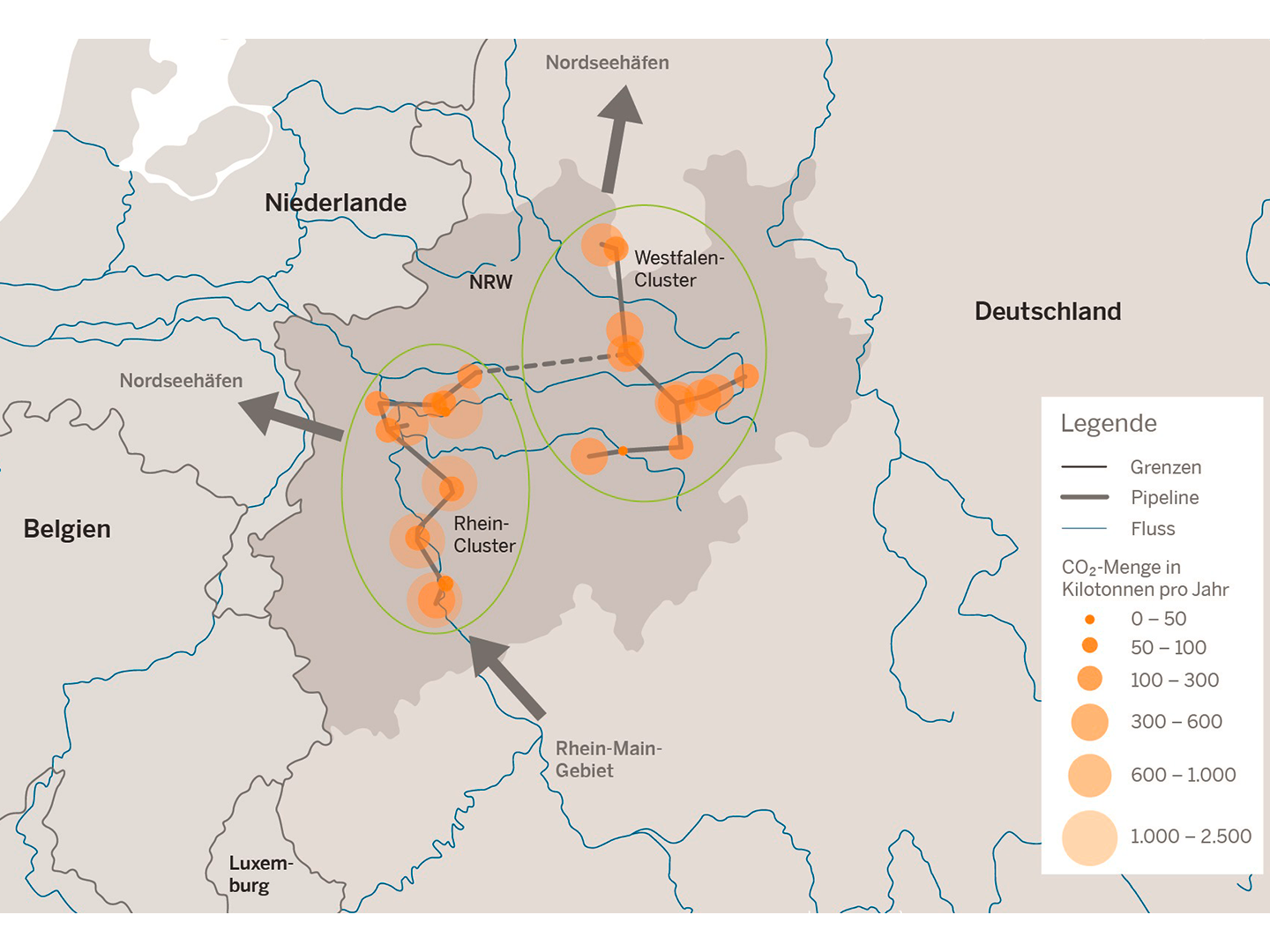Entwurf einer möglichen CO2-Pipeline-Infrastruktur Entwurf einer möglichen CO2-Pipeline-Infrastruktur