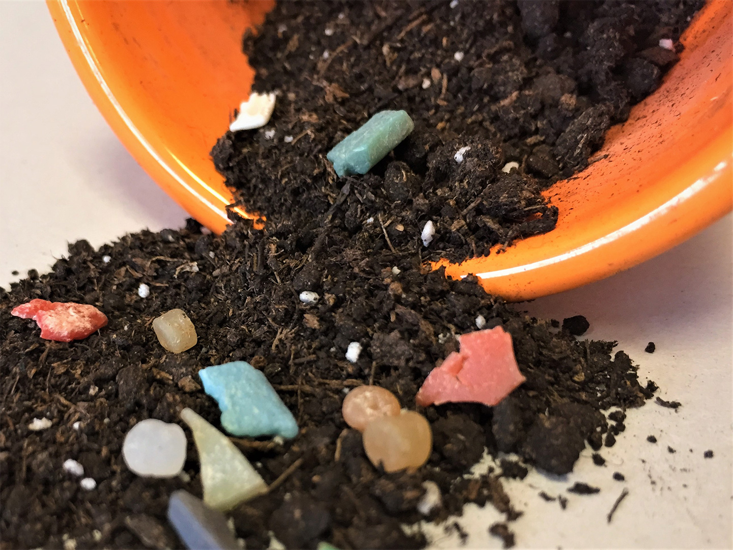 Microplastics in soil.